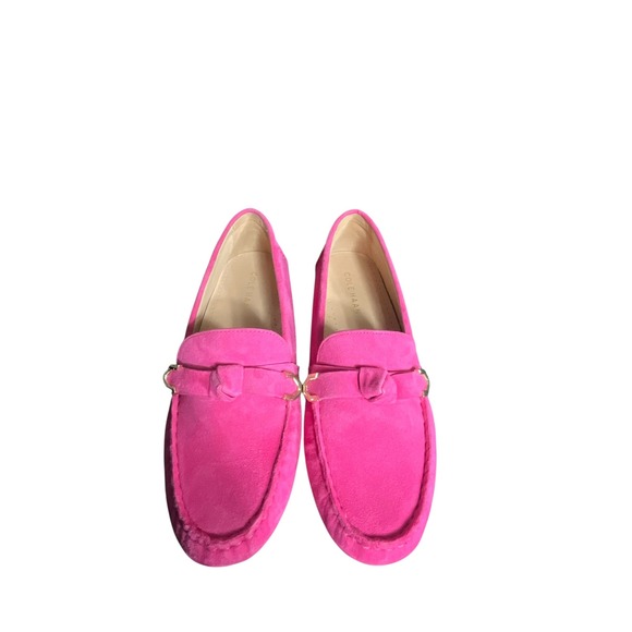 Cole Haan Shoes - Cole Haan Evelyn Loafers Women 7.5 Pink Suede Driver Knotted Strap Gold Accent